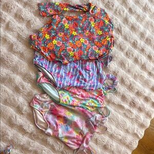Floral and Tie-Dye Kids One Piece Swimsuit Set
